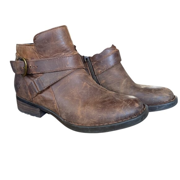 Born Trinculo distressed brown leather ankle boots women's size 6.5M - Picture 2 of 12